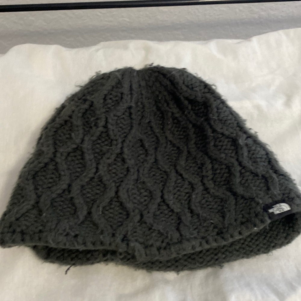 The north face fuzzy cable beanie